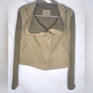 Thread & Supply Olive Moto Jacket Size Small Comfortable Knit Full-Zip Lined